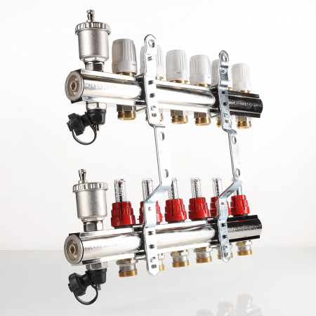 Коллекторная группа с расходомерами 1' х 4 выхода 3/4' НР EK VALTEC VTc.596.EMNX.0604 IV596M604X
