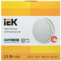 Светильник светодиодный ДПО 4003 15Вт IP54 4000K круг белый пластик IEK LDPO0-4003-15-4000-K01
