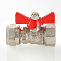 Кран шаровой 16 х 1/2' ВВ под обжим ручка бабочка VALTEC VT.342.N.1604 AAV230204