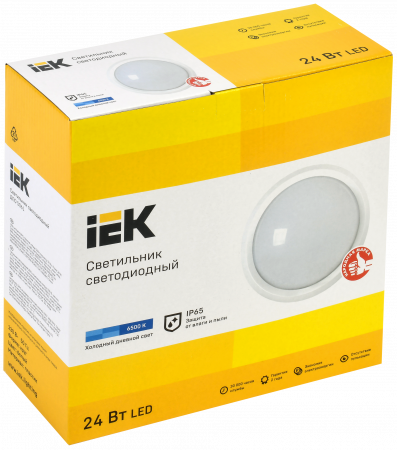 Светильник светодиодный ДПО 5051 18Вт 6500К IP65 круг белый IEK LDPO0-5051-18-6500-K01