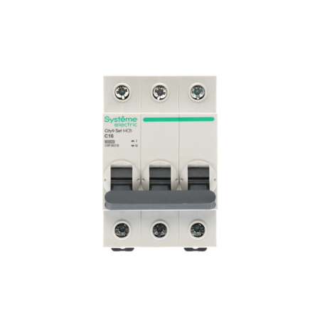 Выключатель автоматический трехполюсный (АВ) С 16А 3P 6kA 400В City9 Set Systeme Electric C9F36316