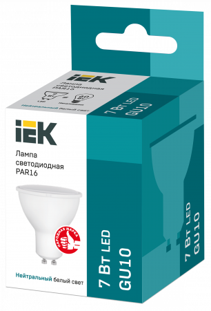 Лампа светодиодная PAR16 софит 7Вт 230В 4000К GU10 IEK LLE-PAR16-7-230-40-GU10