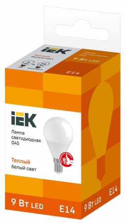 Лампа светодиодная G45 шар 9Вт 230В 3000К E14 IEK LLE-G45-9-230-30-E14