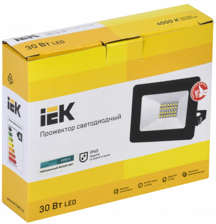 Прожектор СДО 06-30 светодиодный черный IP65 4000K IEK LPDO601-30-40-K02