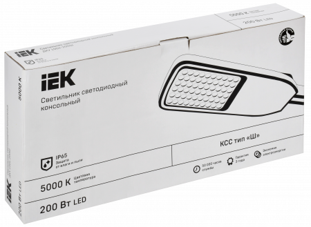 LDKU1-1004-200-5000-K03 Светильник светодиодный консольный ДКУ 1004-200Ш 5000К IP65 серый IEK 