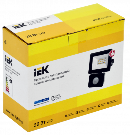 LPDO602-20-65-K02 Прожектор СДО 06-20Д светодиодный черный с ДД IP54 6500K IEK 