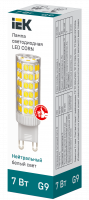 Лампа светодиодная CORN капсула 7Вт 230В 4000К керамика G9 IEK LLE-CORN-7-230-40-G9