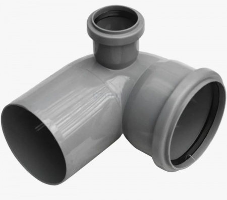 Отвод комбинированный канализационный с дополнительным входом слева 110х90/50 Ростурпласт Ostendorf 904024