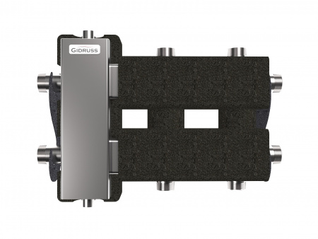 Коллектор с гидрострелкой BMSS-60-3DU.EPP на 3 контура G 1' с термоизоляцией, до 60 кВт, нерж сталь Gidruss BM 60A1T 20