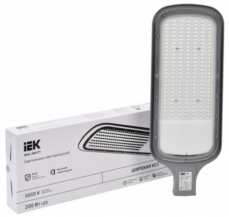 Светильник светодиодный консольный ДКУ 1012-200Ш 5000К IP65 серый IEK LDKU1-1012-200-5000-K03