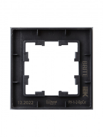 BRITE Рамка 1 пост РУ-1-2-БрСе стекло серый IEK BR-M12-G-K03