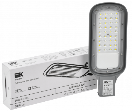 LDKU1-1012-030-5000-K03 Светильник светодиодный консольный ДКУ 1012-30Ш 5000К IP65 серый IEK 