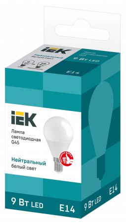 Лампа светодиодная G45 шар 9Вт 230В 4000К E14 IEK LLE-G45-9-230-40-E14