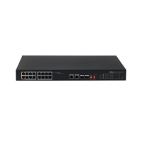 Коммутатор неуправляемый, PoE, 16х100 Мб/с RJ45, 2х1000 Мб/с, 2xSFP, 130 Вт Dahua DH-PFS3218-16ET-135 127516