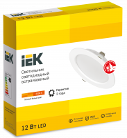 Светильник светодиодный ДВО 1613 белый круг 12Вт 3000К IP20 IEK LDVO0-1613-12-3000-K01
