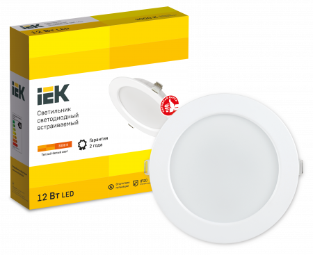 LDVO0-1613-12-3000-K01 Светильник светодиодный ДВО 1613 белый круг 12Вт 3000К IP20 IEK 