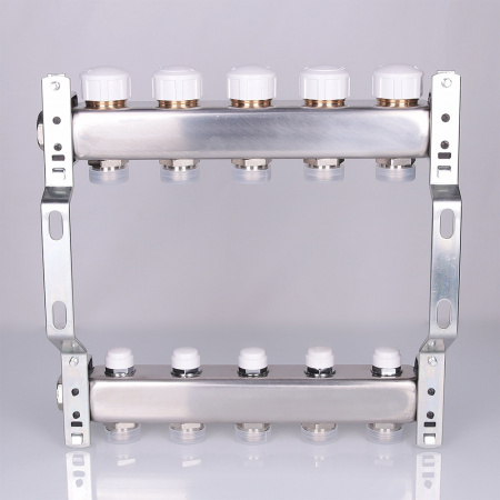 VTc.582.EMNX.0606 Блок коллекторный с ручными регулировочными клапанами 1' x 6 вых+евроконус 3/4' VALTEC 