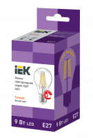 Лампа светодиодная A60 груша прозрачная 9Вт 230В 3000К E27 серия 360° IEK LLF-A60-9-230-30-E27-CL