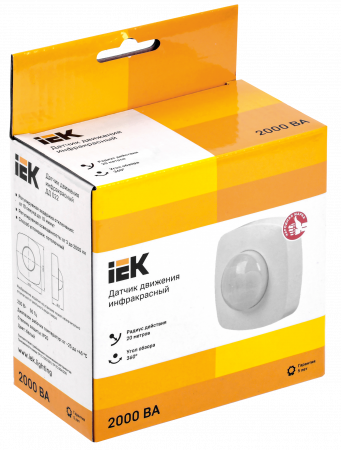 Датчик движения ДД 022 белый 2000Вт 360гр 4мх20м IP20 IEK LDD11-022-2000-001