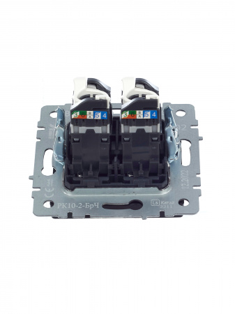 BRITE Розетка компьютерная двойная RJ45 кат.5E РК10-2-БрЧ черный IEK BR-K20-1-K02