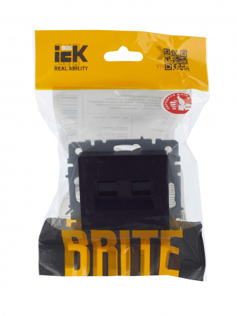 BRITE Розетка компьютерная двойная RJ45 кат.5E РК10-2-БрЧ черный IEK BR-K20-1-K02