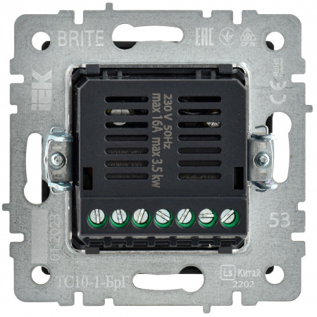 BRITE Термостат электронный с индикацией ТС10-1-БрГ графит IEK BR-RT11-K53