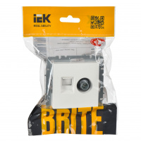 BRITE Розетка двойная TV+RJ45 кат.5E РТВ/РК12-БрКр белый IEK BR-AK20-1-K01