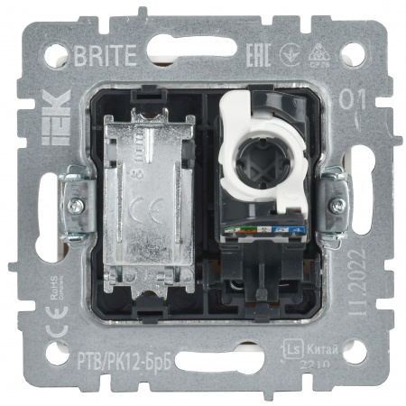 BRITE Розетка двойная TV+RJ45 кат.5E РТВ/РК12-БрКр белый IEK BR-AK20-1-K01