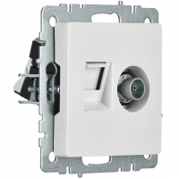 BRITE Розетка двойная TV+RJ45 кат.5E РТВ/РК12-БрКр белый IEK BR-AK20-1-K01