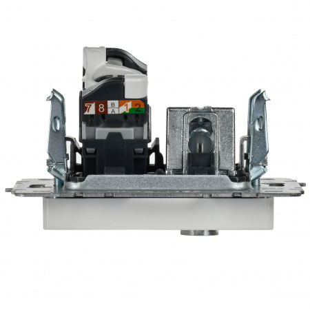 BRITE Розетка двойная TV+RJ45 кат.5E РТВ/РК12-БрКр белый IEK BR-AK20-1-K01