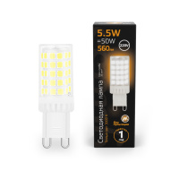 Лампа светодиодная LED 5.5 Вт 560 лм 3000К AC185-265В G9 капсула теплая керамическая Black Gauss GAUSS 107009106