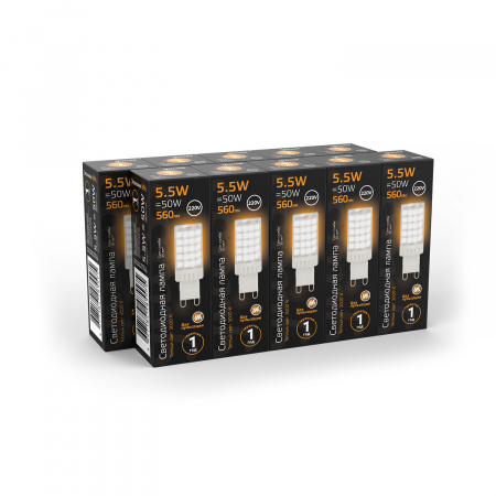 Лампа светодиодная LED 5.5 Вт 560 лм 3000К AC185-265В G9 капсула теплая керамическая Black Gauss GAUSS 107009106