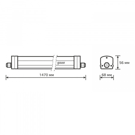 843425245 Светильник линейный ДСП 45 Вт 4000К 4500 лм 185-265В IP65 1470х60х55мм Пластик матовый сквозная проводка соеденяется в линию UNIVERSAL Gauss GAUSS 