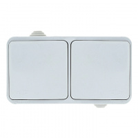 Блок розетка-розетка 16А с/з с крышкой IP44 белая Прага EKF EKRR16-050-10-440