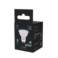 Лампа светодиодная LED 7 Вт 630 лм 6500К AC150-265В GU10 софит MR16 холодная Black GAUSS 101506307