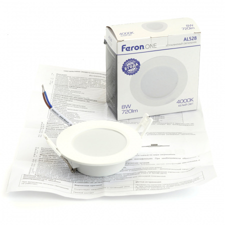 AL528 48872 Светильник светодиодный ДВО-8w 4000K 720Лм slim белый Feron.ONE FERON 