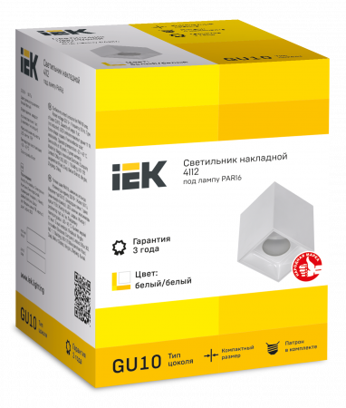 LT-UPB0-4112-GU10-1-K01 LIGHTING Светильник 4112 накладной потолочный под лампу GU10 белый пластик IEK 