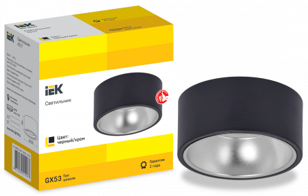 LT-UPB0-4017-GX53-1-K56 LIGHTING Светильник 4017 накладной потолочный под лампу GX53 черный/хром IEK 