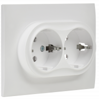 SKANDY Розетка 2-местная с заземлением без защитных шторок 16А в сборе SK-R08W арктический белый IEK SK-R21-16-K01-F