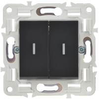 SKANDY Выключатель 2-клавишный проходной с индикацией 10А SK-V10Bl черный IEK SK-V22-1-10-K02