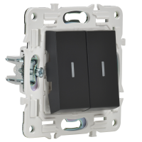 SKANDY Выключатель 2-клавишный проходной с индикацией 10А SK-V10Bl черный IEK SK-V22-1-10-K02