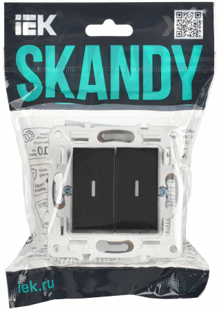 SKANDY Выключатель 2-клавишный проходной с индикацией 10А SK-V10Bl черный IEK SK-V22-1-10-K02