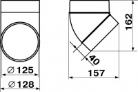 Колено круглое D125 на 45° в индивидуальной упаковке 222-45 ZERNBERG 10191001 00-019100  