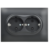 SKANDY Розетка 2-местная с заземлением с защитными шторками 16А в сборе SK-R07Bl черный IEK SK-R24-16-K02-F