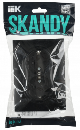 SKANDY Розетка 2-местная с заземлением с защитными шторками 16А в сборе SK-R07Bl черный IEK SK-R24-16-K02-F