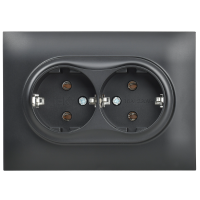 SKANDY Розетка 2-местная с заземлением без защитных шторок 16А в сборе SK-R08Bl черный IEK SK-R21-16-K02-F