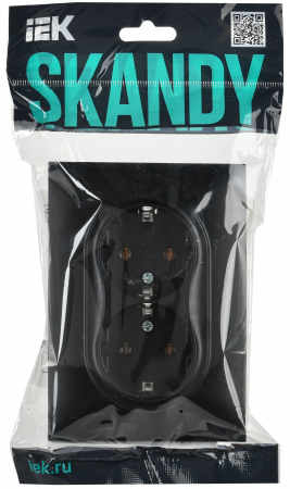 SKANDY Розетка 2-местная с заземлением без защитных шторок 16А в сборе SK-R08Bl черный IEK SK-R21-16-K02-F