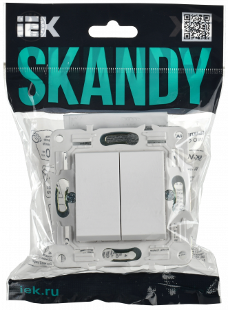 SKANDY Выключатель 2-клавишный 10А SK-V04W арктический белый IEK SK-V20-0-10-K01