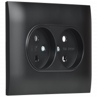 SKANDY Розетка 2-местная без заземления без защитных шторок 10А в сборе SK-R10Bl черный IEK SK-R20-10-K02-F