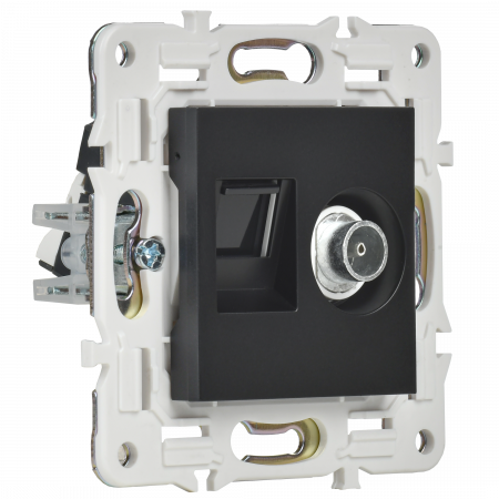 SKANDY Розетка двойная TV+RJ45 кат.5E SK-A14Bl черный IEK SK-AK20-1-K02
